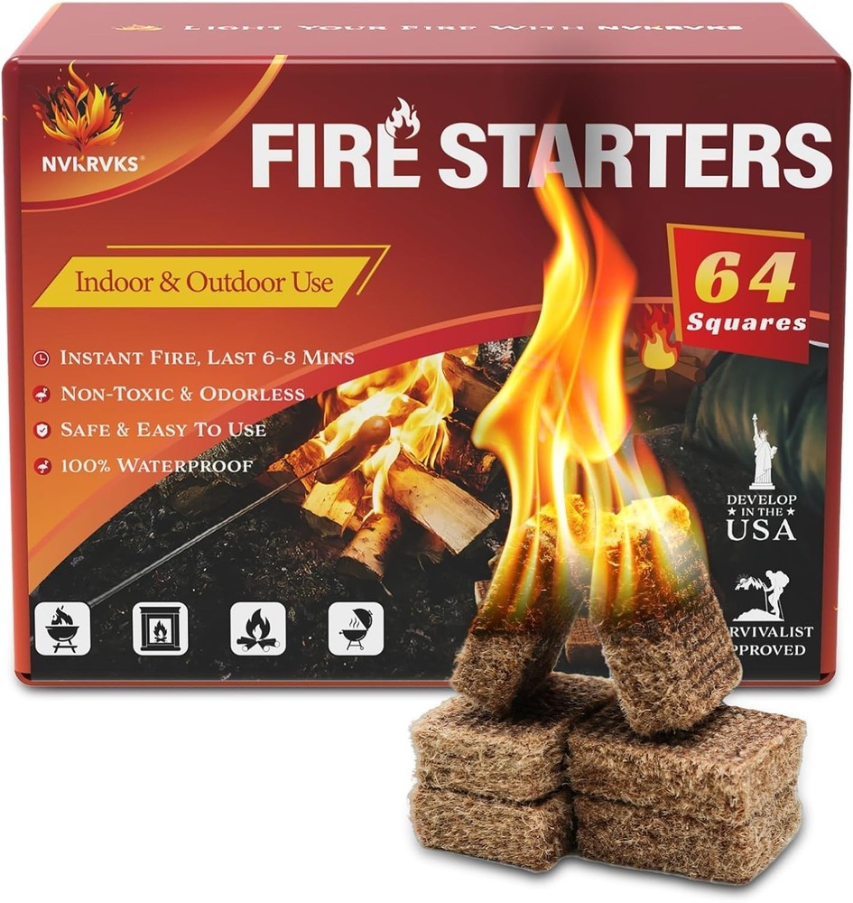 Nvkrvks Fire Starter Squares | Easy-Burning Fire Starters for Wood Stoves