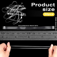 50 Pcs Clear Rubber Bands 200x5mm (Perimeter x Width) 200*5MM, transparent