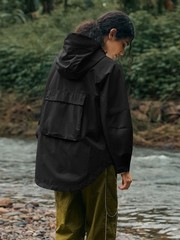Yousify Womens Waterproof Rain Jackets Raincoat Hooded Lined Large, Black