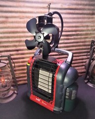 Mr. Heater «Buddy» Single Tank Wood Stove, Heat Powered Fan Mount. Custom Built.