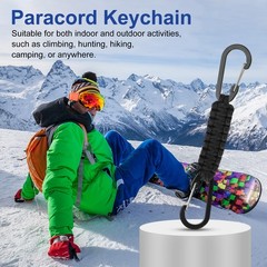 Paracord Keychain Paracord Lanyard Key Chain – (2 Pack, Black/Camo Green)
