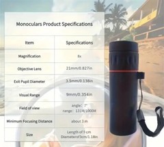High-Definition Monocular Telescope 1pc – 21x Magnification, 20mm Objective Lens