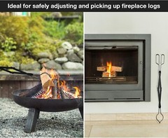 26-Inch Heavy-Duty Campfire Tongs – Premium Black Log Grabber for Safety