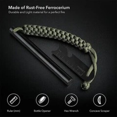 5 x 1/2″ Ferro Rod Fire Starter Kit – Fatwood, Hemp Rope, Tin Can, Survival Gear
