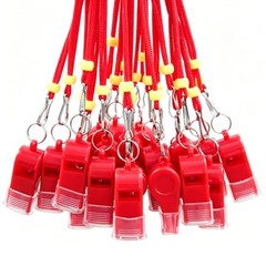 24 Packs Sports Whistles with Lanyard, for Coaches, Referees and Officials Red