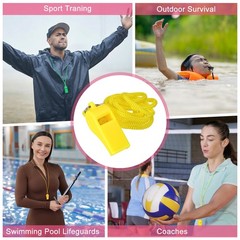 Plastic Whistles with Lanyard, 12 Pcs&Yellow-Fitting for (Coaches/Referee)
