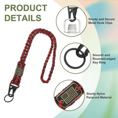 Neck Lanyard for Keys, 2Pcs & Black/Orange and Black Fit for (Keys Whistle)
