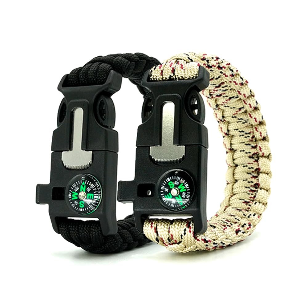 Survival Bracelet,Practical Five Functions, Fire Starter, Loud Whistle, Relia…