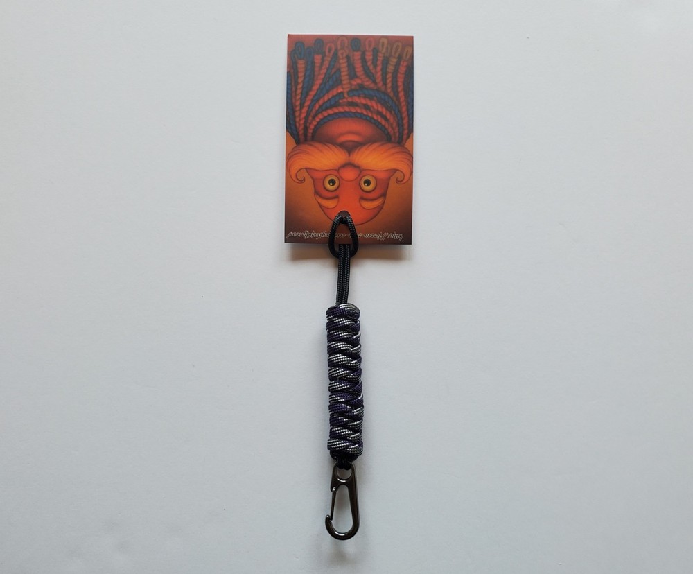 Frozen State Cord Clippie Knife Lanyard 550 Paracord Purple & Silver UV Reactive
