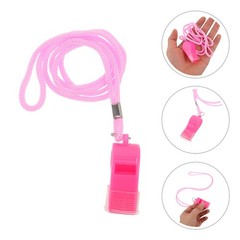 6 Pcs Plastic Whistle Pink Loud Sports with Lanyard Colored for Coaches