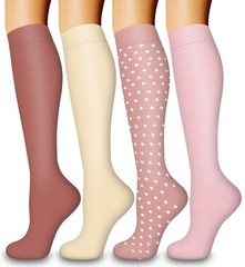 4 Pairs-Compression Socks for Women&Men Large-X-Large, 01-pink