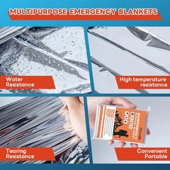 Emergency Mylar Thermal Blankets, 10-Pack Silver Space Blanket for Survival Kit,