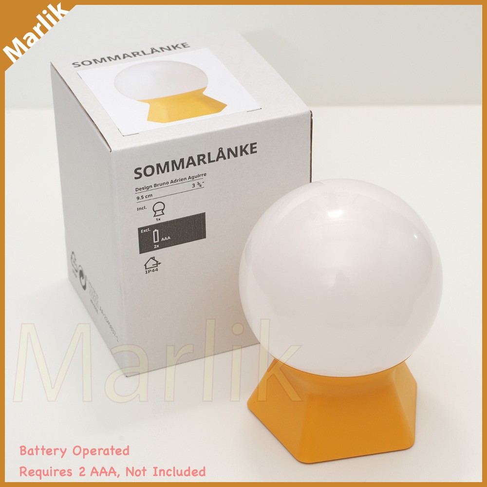 IKEA SOMMARLANKE Mini LED Table Lamp, Yellow/Battery Operated, Outdoor, 4 7/8 «