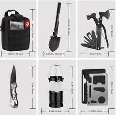 278PCS Survival Kit w/ MOLLE Bag, Tools, Tent, First Aid, Flashlight & Gear Set