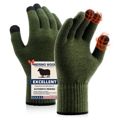 Heat equation Merino Wool Gloves for Men Small-Medium, C03-(olive Drab)
