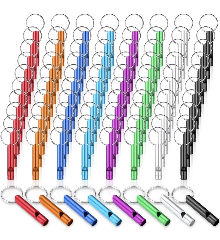 200 Pcs Emergency Whistles with Keychains Aluminum Extra Loud Survival Safety…
