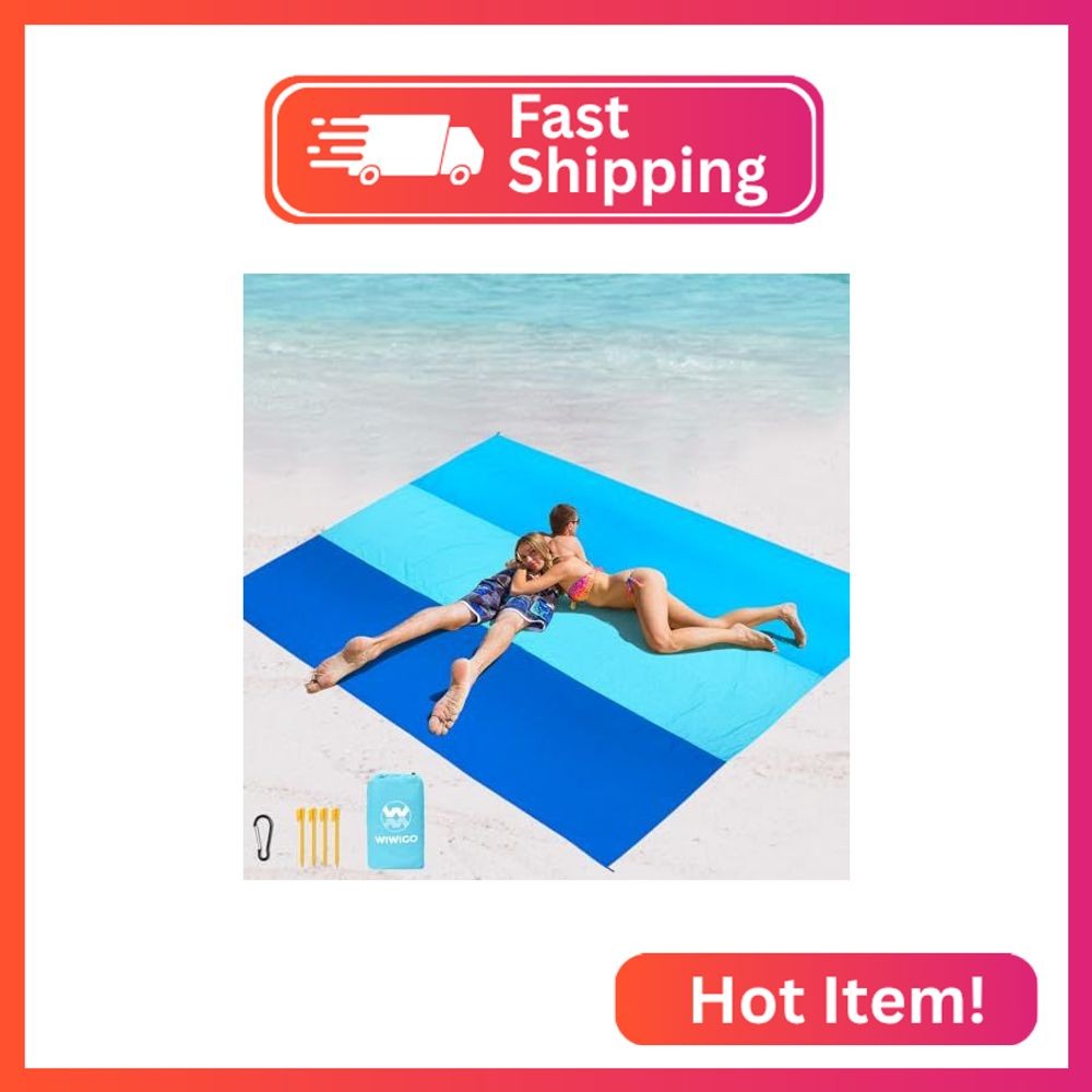 WIWIGO Beach Blanket Mat Waterproof Sandproof for 2-8 Adults Quick Drying