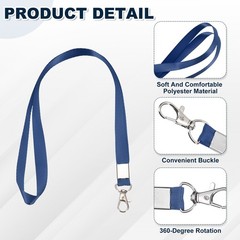 10Pcs 16.9″ Polyester Flat Lanyard with Lobster Clasp for Keys, Deep Blue