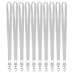 10Pcs 16.9″ Polyester Flat Lanyard with Lobster Clasp for Keys, Gray