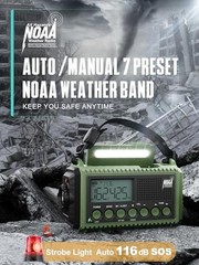 12000mAh Emergency Radio – AUTO NOAA 12000mAh – ArmyGreen with LCD Display