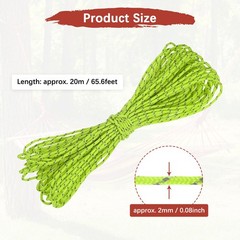 1PCS 2mm 20M Reflective Camping Lanyard 3 Braids, Fluorescent Green