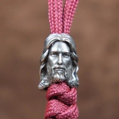 Jesus Christ Bead EDC DIY Paracord Knife Beads Vintage Brass Pendant Keychain
