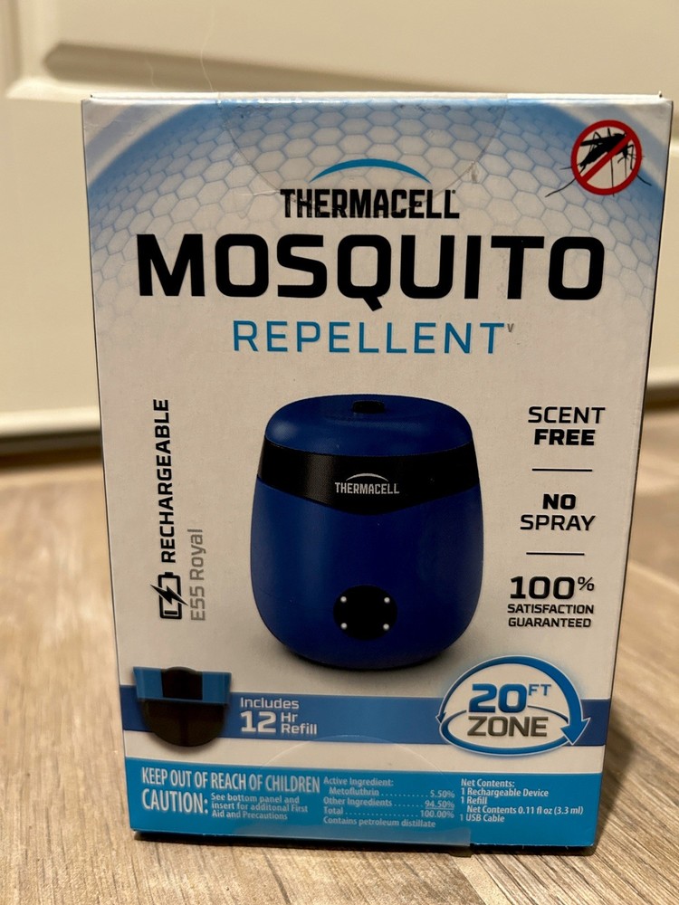 Thermacell E55 Rechargeable Mosquito Repellent New in Box Blue 1 Device 1 Refill