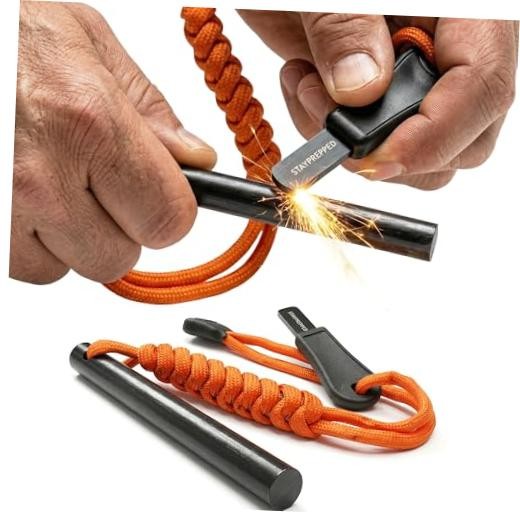 4 Inch Survival Ferrocerium Drilled Flint Waterproof High Spark Fire Starter |