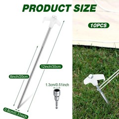 Hicarer 40 Pcs 12 Inch Tent Stakes Screw in Camping Luminous White
