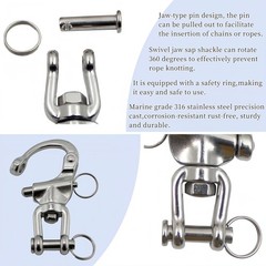 Pair of 3-1/2″ Jaw Swivel Snap Shackle 316 Stainless Steel Metal Clasps，Quick…