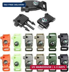 Paracord Buckle with Whistle Compass, Side Release Plastic Buckles for Paracord