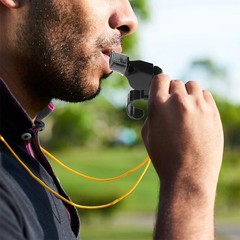4Pcs Reusable ABS Sports Whistles with Finger Ring for Coaches Referees Black