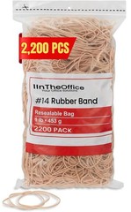 1InTheOffice Rubber Bands #14, Size14 Bands, Beige, 1 lb Box, Crepe