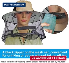 Sucrain 2 Pack Mosquito Head Net Hat Sun Hat Garden Bug Hat with Hidden Net Mesh
