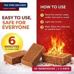 Fire Starter Squares, 160 Count, Campfire, Charcoal Grill & Wood Stove | Water-r