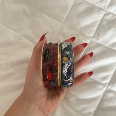 Lot of 2 Bangle bracelets Handmade Pink Red Made In The U.SA Art deco