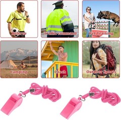 Pink Whistle, 2 Packs Whistle for Coaches, Plastic Coach Whistles with Lanyard,