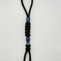 Dual Blue Titanium Beads w/ 550 Paracord Knife Lanyard EDC Zipper Pull