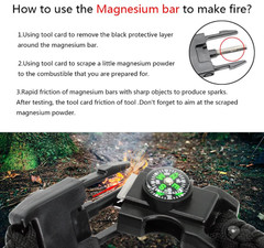 20 in 1 Survival Paracord Bracelet SOS Light Compass Whistle Gear Kit Outdoor