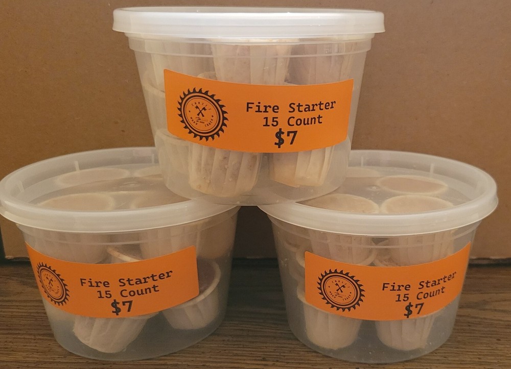 New 15 Starter Cups for Wood Stoves & Campfires Made of Natural Wood Chips