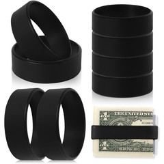 Set of 8 Elastic Money Bands – Silicone Wallet Bands, Cash Card Holder, Black