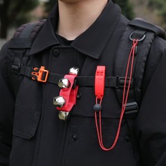 Outdoor Bear Bells & Emergency Whistles Set with Lanyard (Red)