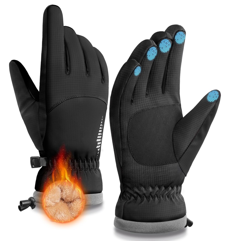 SIMARI Winter Waterproof Warm Gloves Women Men with Touchscreen Large, Black