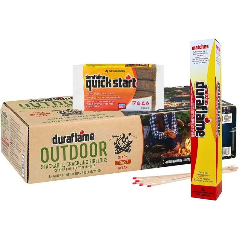 Outdoor Fire Logs W/ Firelighters Matches Camping Bonfire Eco-Friendly New