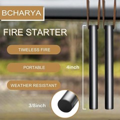2-Pack Ferro Rod Fire Starter Kit w/6-in-1 Tool & Tinder – Survival Camping
