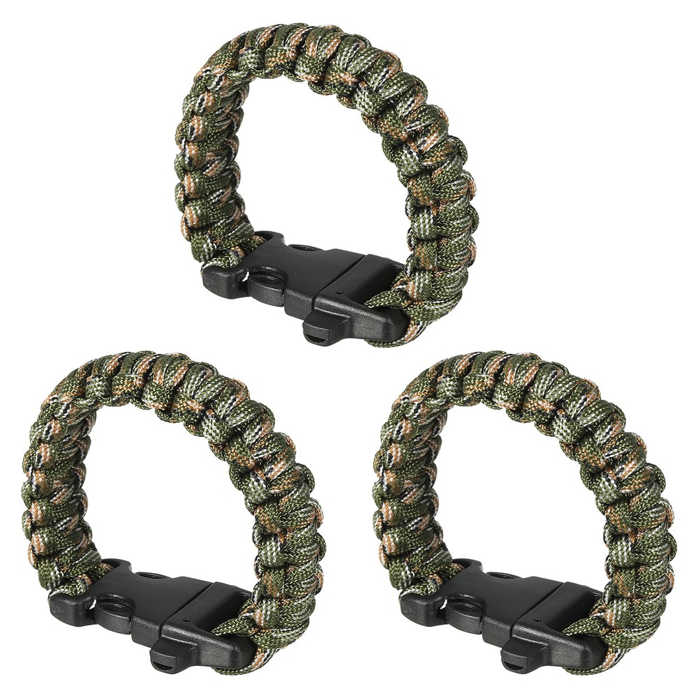Survival Paracord Bracelets, 3 Pack Braided Bracelet, Army Green Camouflage