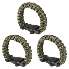 Survival Paracord Bracelets, 3 Pack Braided Bracelet, Army Green Camouflage