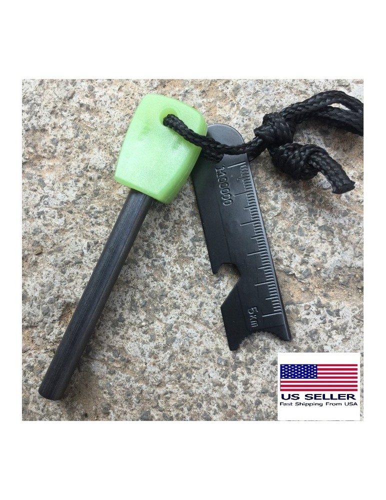 Flintsupplystore Glow-In-The-Dark Survival Fire Starter, 15,000 Strike Ferro Rod