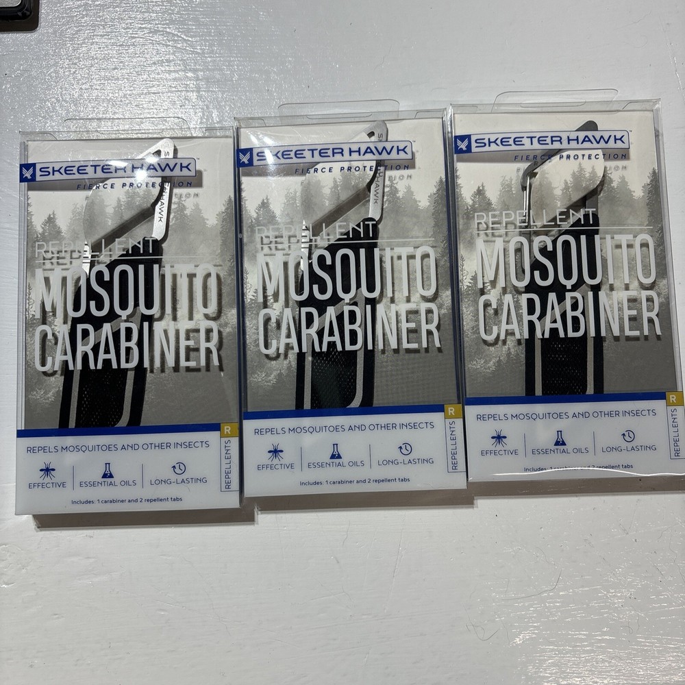 3pk Skeeter Hawk Wearable Mosquito Carabiner Clip+ 2 Tabs
