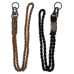 2Pcs Paracord Lanyard, Strong Lanyard with USA Flag, Black, Brown